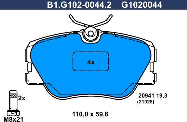 Galfer B1.G102-0044.2 - Kit pastiglie freno, Freno a disco autozon.pro