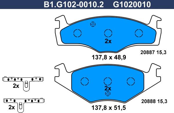 Galfer B1.G102-0010.2 - Kit pastiglie freno, Freno a disco autozon.pro