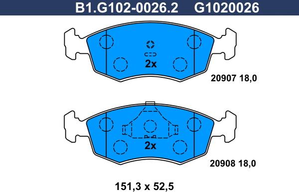 Galfer B1.G102-0026.2 - Kit pastiglie freno, Freno a disco autozon.pro