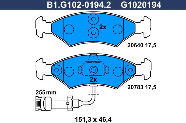 Galfer B1.G102-0194.2 - Kit pastiglie freno, Freno a disco autozon.pro