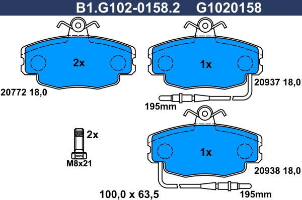 Galfer B1.G102-0158.2 - Kit pastiglie freno, Freno a disco autozon.pro