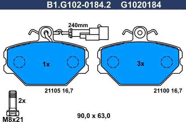 Galfer B1.G102-0184.2 - Kit pastiglie freno, Freno a disco autozon.pro