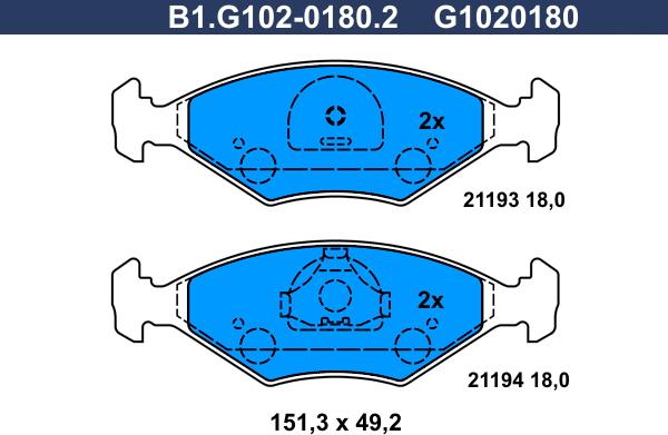 Galfer B1.G102-0180.2 - Kit pastiglie freno, Freno a disco autozon.pro