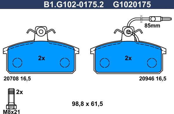 Galfer B1.G102-0175.2 - Kit pastiglie freno, Freno a disco autozon.pro