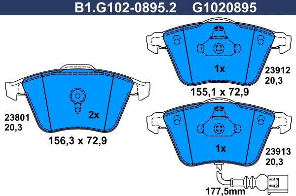 Galfer B1.G102-0895.2 - Kit pastiglie freno, Freno a disco autozon.pro