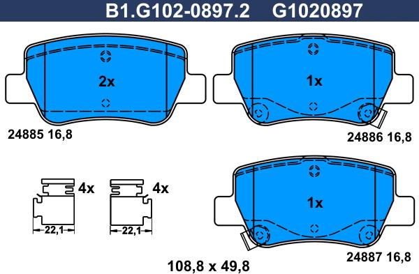 Galfer B1.G102-0897.2 - Kit pastiglie freno, Freno a disco autozon.pro