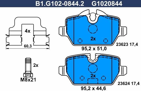 Galfer B1.G102-0844.2 - Kit pastiglie freno, Freno a disco autozon.pro