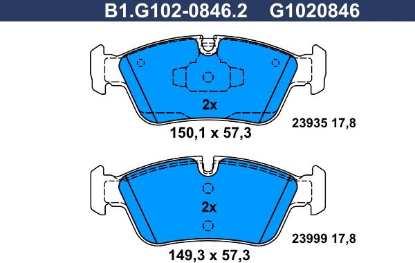 Galfer B1.G102-0846.2 - Kit pastiglie freno, Freno a disco autozon.pro