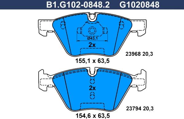 Galfer B1.G102-0848.2 - Kit pastiglie freno, Freno a disco autozon.pro