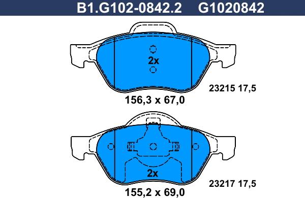 Galfer B1.G102-0842.2 - Kit pastiglie freno, Freno a disco autozon.pro