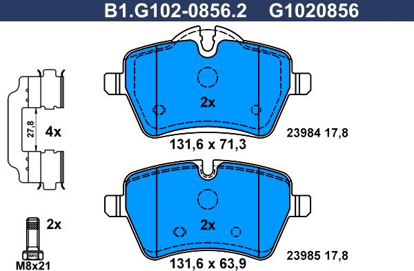 Galfer B1.G102-0856.2 - Kit pastiglie freno, Freno a disco autozon.pro