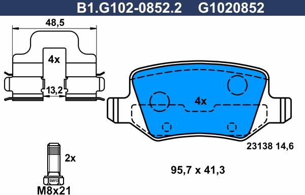 Galfer B1.G102-0852.2 - Kit pastiglie freno, Freno a disco autozon.pro