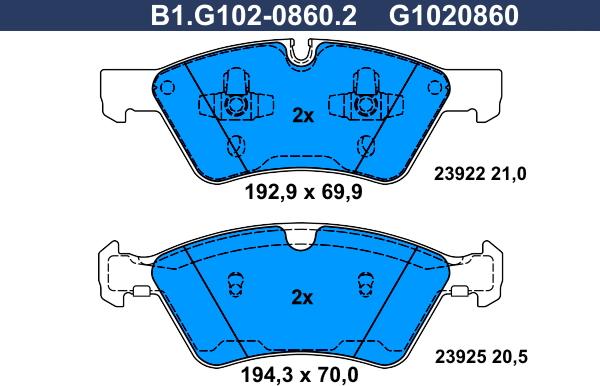 Galfer B1.G102-0860.2 - Kit pastiglie freno, Freno a disco autozon.pro