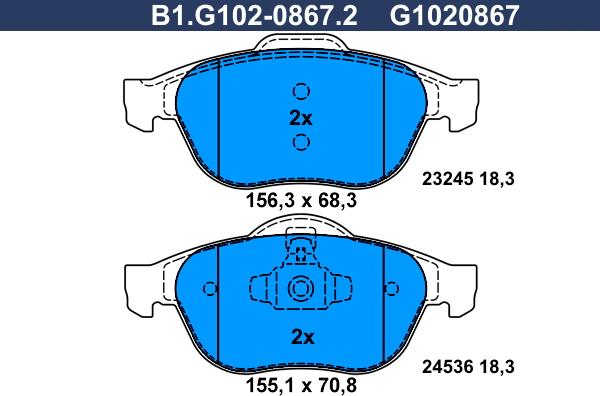 Galfer B1.G102-0867.2 - Kit pastiglie freno, Freno a disco autozon.pro