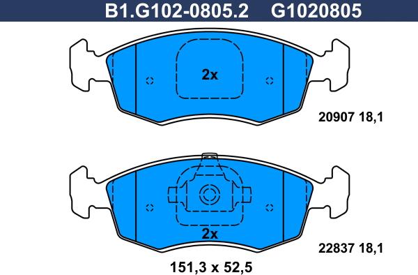 Galfer B1.G102-0805.2 - Kit pastiglie freno, Freno a disco autozon.pro