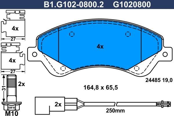 Galfer B1.G102-0800.2 - Kit pastiglie freno, Freno a disco autozon.pro