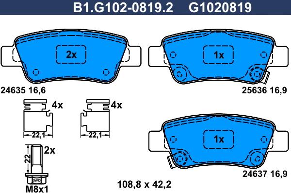 Galfer B1.G102-0819.2 - Kit pastiglie freno, Freno a disco autozon.pro