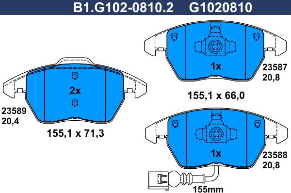 Galfer B1.G102-0810.2 - Kit pastiglie freno, Freno a disco autozon.pro