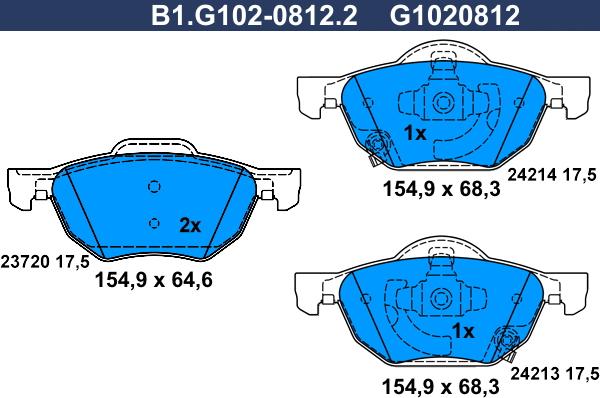 Galfer B1.G102-0812.2 - Kit pastiglie freno, Freno a disco autozon.pro