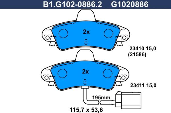 Galfer B1.G102-0886.2 - Kit pastiglie freno, Freno a disco autozon.pro