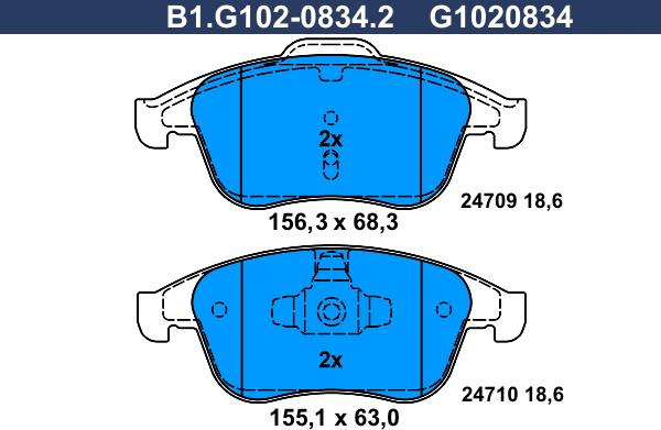 Galfer B1.G102-0834.2 - Kit pastiglie freno, Freno a disco autozon.pro