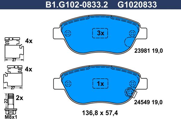 Galfer B1.G102-0833.2 - Kit pastiglie freno, Freno a disco autozon.pro