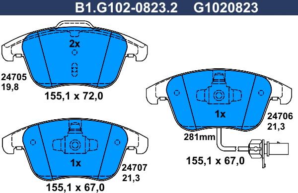 Galfer B1.G102-0823.2 - Kit pastiglie freno, Freno a disco autozon.pro