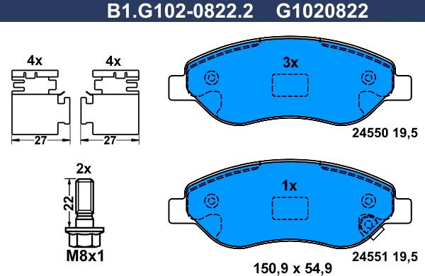 Galfer B1.G102-0822.2 - Kit pastiglie freno, Freno a disco autozon.pro