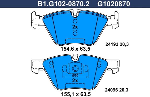 Galfer B1.G102-0870.2 - Kit pastiglie freno, Freno a disco autozon.pro