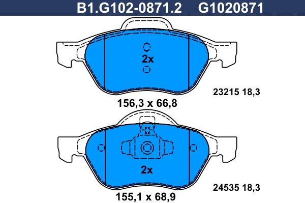 Galfer B1.G102-0871.2 - Kit pastiglie freno, Freno a disco autozon.pro