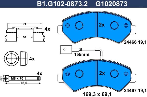 Galfer B1.G102-0873.2 - Kit pastiglie freno, Freno a disco autozon.pro