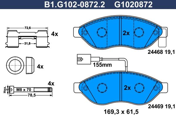 Galfer B1.G102-0872.2 - Kit pastiglie freno, Freno a disco autozon.pro