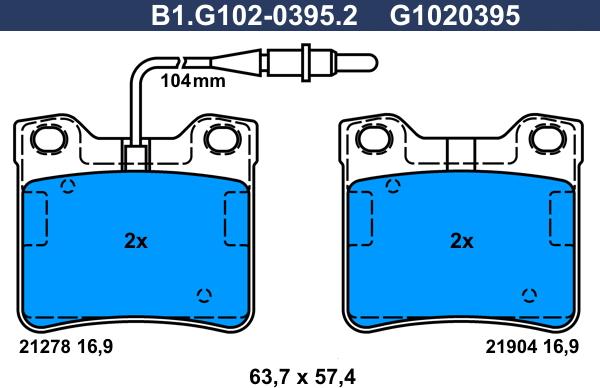 Galfer B1.G102-0395.2 - Kit pastiglie freno, Freno a disco autozon.pro