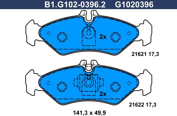 Galfer B1.G102-0396.2 - Kit pastiglie freno, Freno a disco autozon.pro