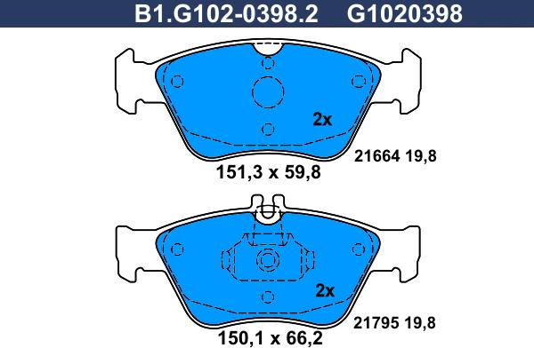 Galfer B1.G102-0398.2 - Kit pastiglie freno, Freno a disco autozon.pro