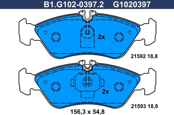 Galfer B1.G102-0397.2 - Kit pastiglie freno, Freno a disco autozon.pro