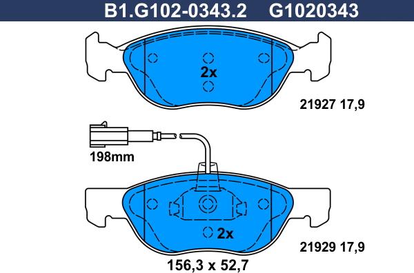 Galfer B1.G102-0343.2 - Kit pastiglie freno, Freno a disco autozon.pro