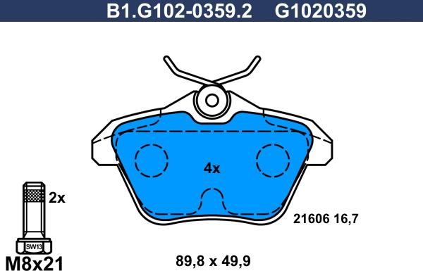 Galfer B1.G102-0359.2 - Kit pastiglie freno, Freno a disco autozon.pro