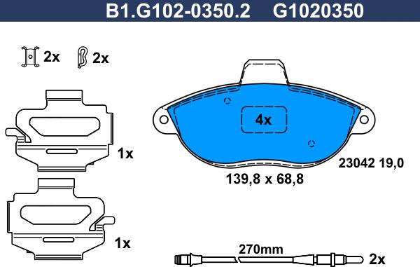 Galfer B1.G102-0350.2 - Kit pastiglie freno, Freno a disco autozon.pro