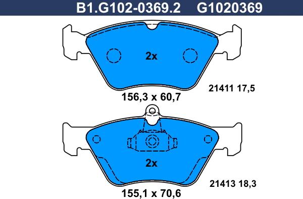 Galfer B1.G102-0369.2 - Kit pastiglie freno, Freno a disco autozon.pro