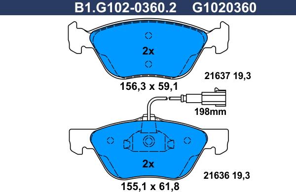 Galfer B1.G102-0360.2 - Kit pastiglie freno, Freno a disco autozon.pro