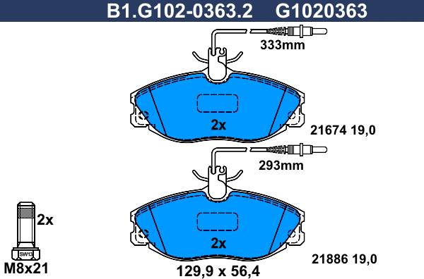 Galfer B1.G102-0363.2 - Kit pastiglie freno, Freno a disco autozon.pro