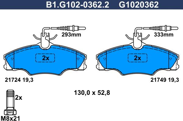 Galfer B1.G102-0362.2 - Kit pastiglie freno, Freno a disco autozon.pro