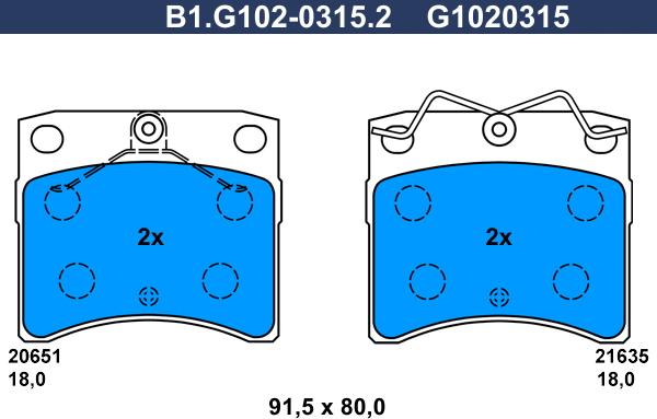 Galfer B1.G102-0315.2 - Kit pastiglie freno, Freno a disco autozon.pro