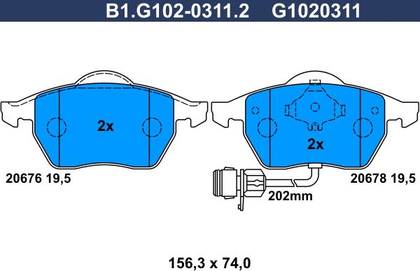 Galfer B1.G102-0311.2 - Kit pastiglie freno, Freno a disco autozon.pro