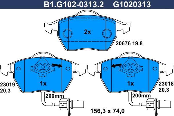 Galfer B1.G102-0313.2 - Kit pastiglie freno, Freno a disco autozon.pro