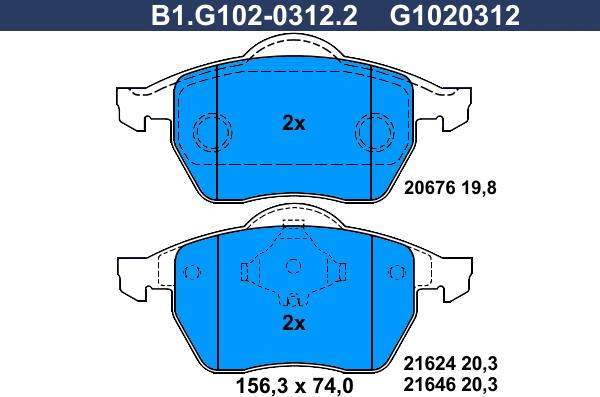 Galfer B1.G102-0312.2 - Kit pastiglie freno, Freno a disco autozon.pro