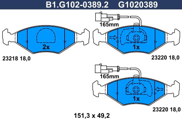 Galfer B1.G102-0389.2 - Kit pastiglie freno, Freno a disco autozon.pro