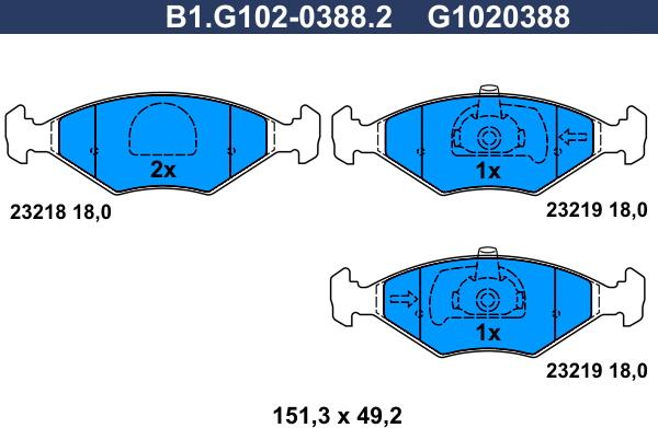 Galfer B1.G102-0388.2 - Kit pastiglie freno, Freno a disco autozon.pro