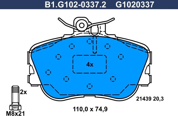 Galfer B1.G102-0337.2 - Kit pastiglie freno, Freno a disco autozon.pro